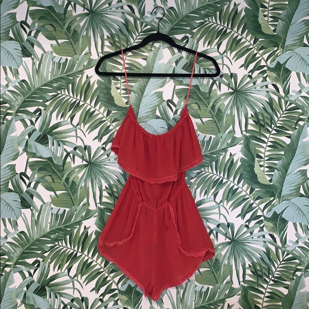 Billabong Dark coral/red strapless romper